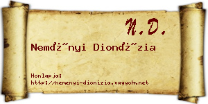 Neményi Dionízia névjegykártya